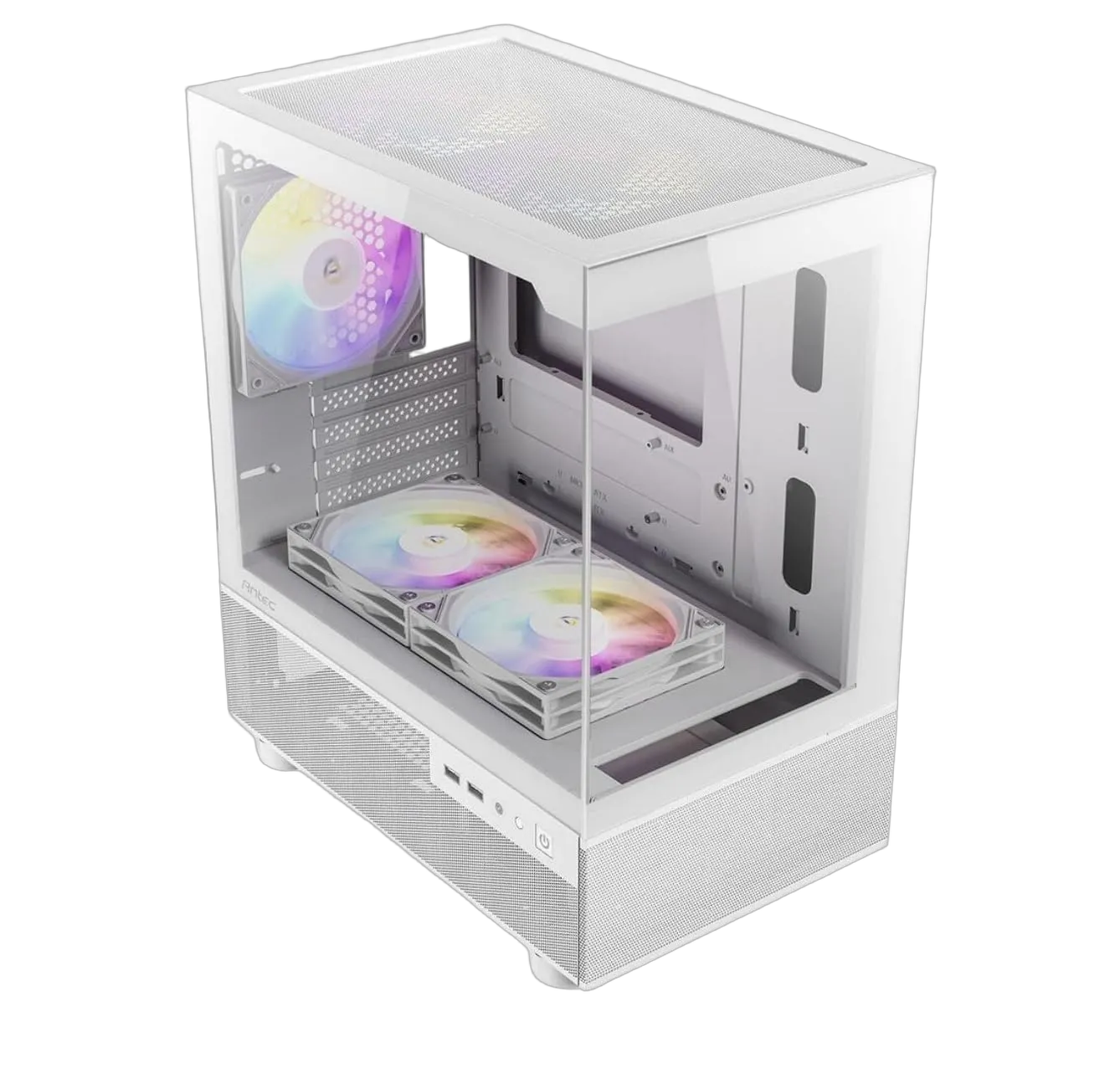 Antec CX200M RGB Elite Mini Tower PC Case White Full View Tempered Glass mATX Cabinet